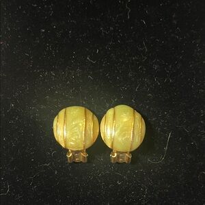 Vintage Gold Tone and Green Clip-On Earrings